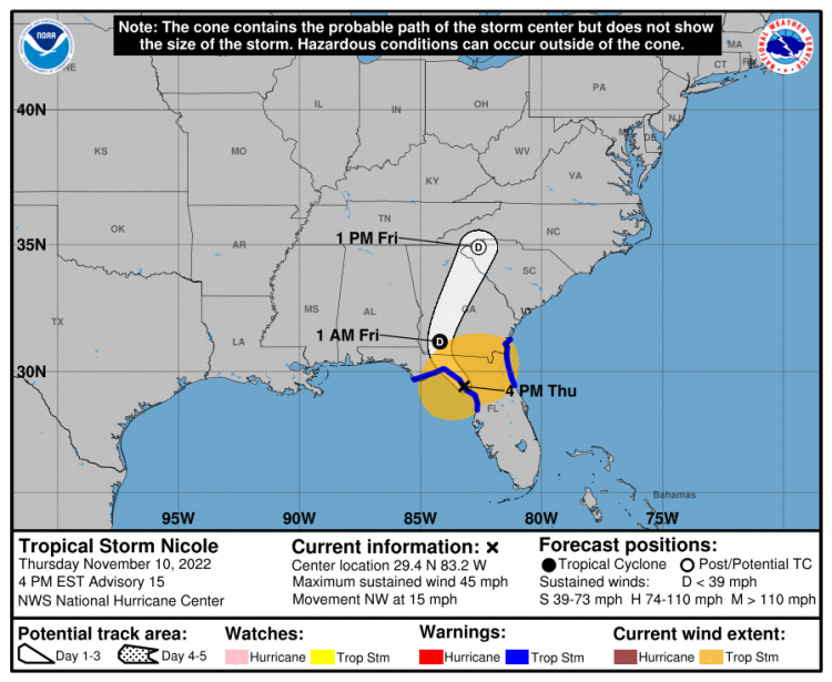 Tropical Storm Nicole – Update 5 – 11/10/2022 » UF Emergency Weather ...