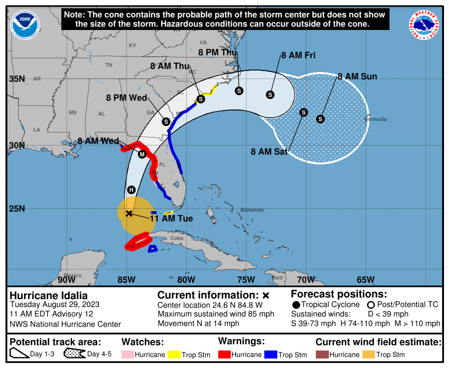 Hurricane Idalia's probable path. 