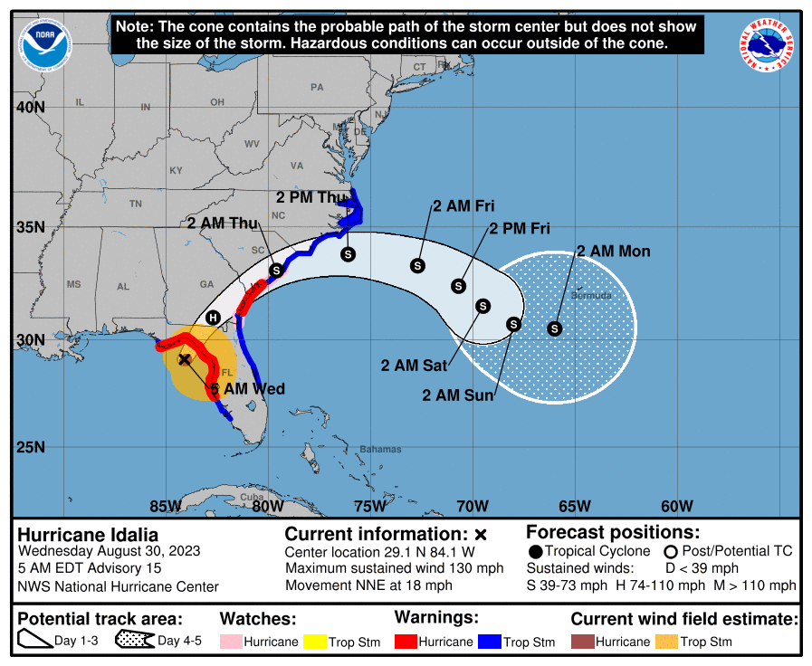 Hurricane Idalia's probable path. 