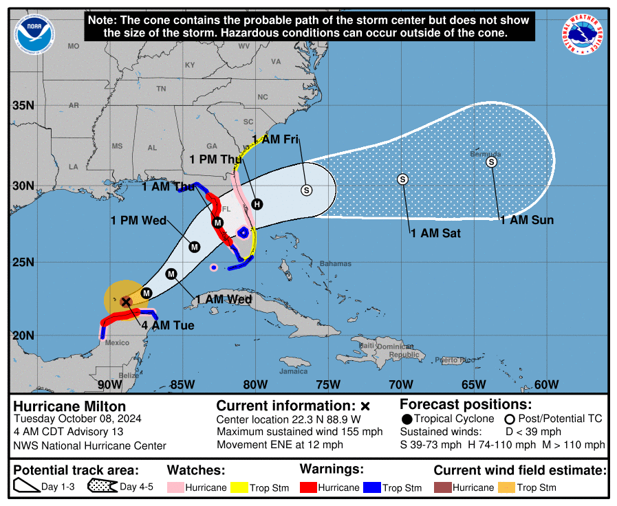 A graphic of the storm's projected path.