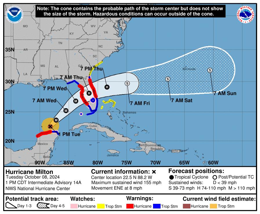 A graphic of the storm's projected path.