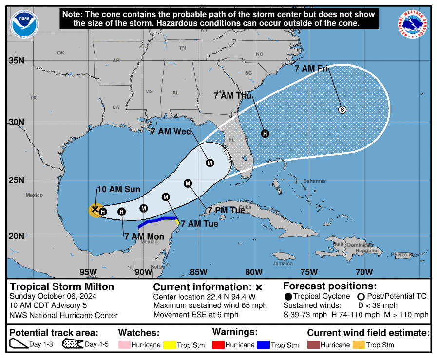 A graphic of the storm's projected path.