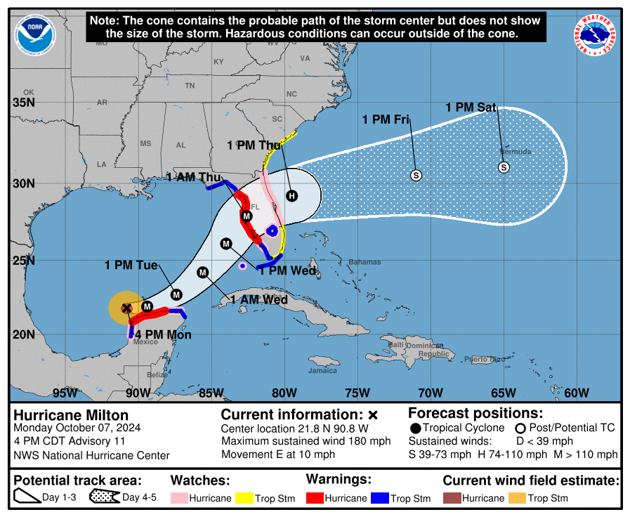 A graphic of the storm's projected path.